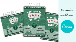 Modèle (template) d'affiches pour un concours de belote au design simple et ludique ! Modèle (template) d'affiches pour un concours de belote au design simple et ludique !