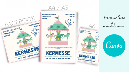 Modèle (template) d'affiches rétro pour kermesse.