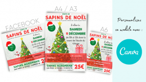 Modèles (templates) affiches vente de sapins de Noël.