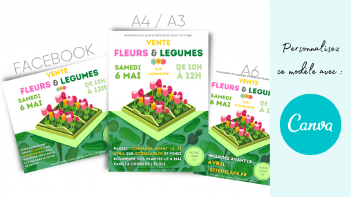 Modèle (template) d'affiches pour un marché aux fleurs ou aux légumes.