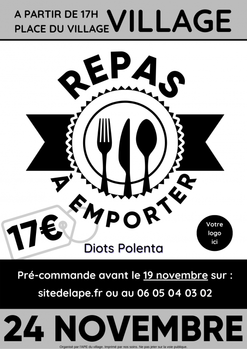REPAS A EMPORTER 2 Bis A4 BW-min Affiche repas à emporter