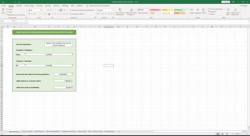 Capture d'écran Excel comptabilité facile association