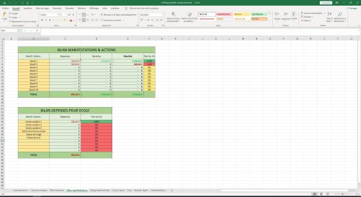 Capture d'écran Excel comptabilité facile association