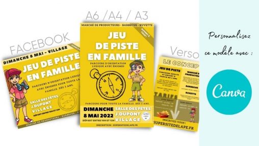 Modèle d'affiche pour un jeu de piste en famille ou rando d'orientation