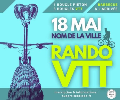 Modèle d'affiche à personnaliser pour une rando VTT thème bleu minimaliste