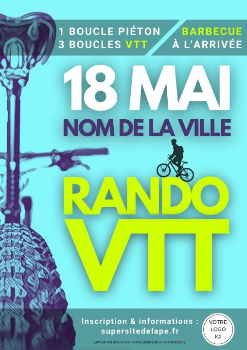 Modèle d'affiche à personnaliser pour une rando VTT thème bleu minimaliste