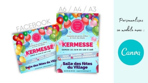 Modèles d'affiches de kermesse pour APE - Thème ballons en folie