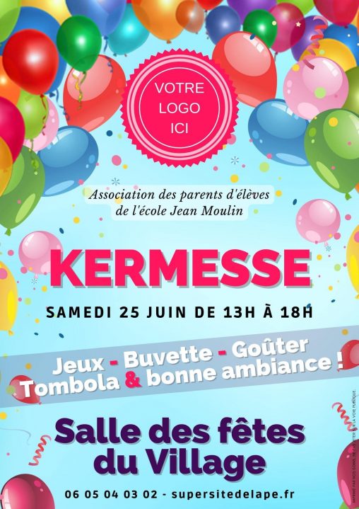 Modèles d'affiches de kermesse pour APE - Thème ballons en folie